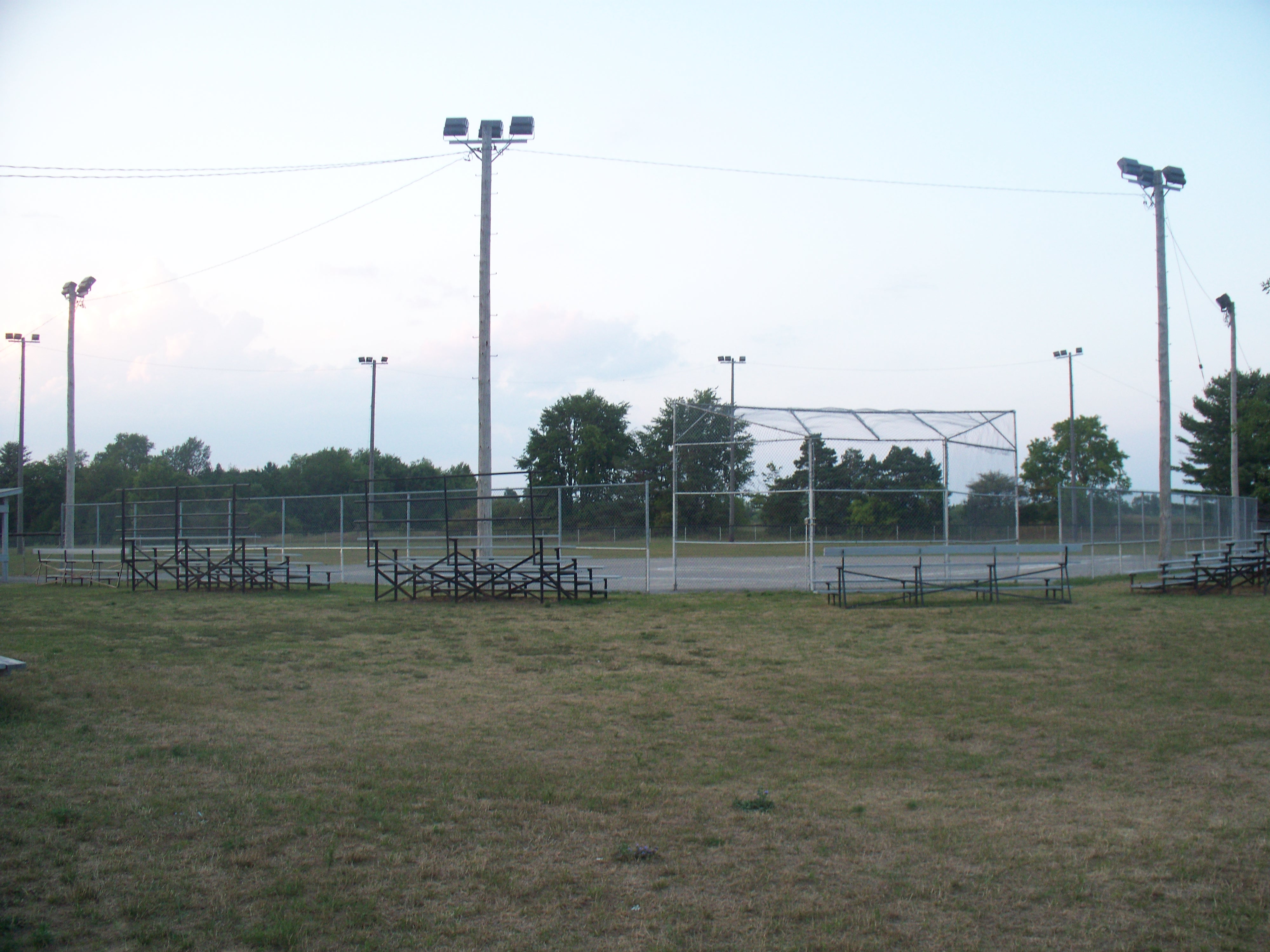 Maynard ball diamond, complete with dugouts, bleachers and lights