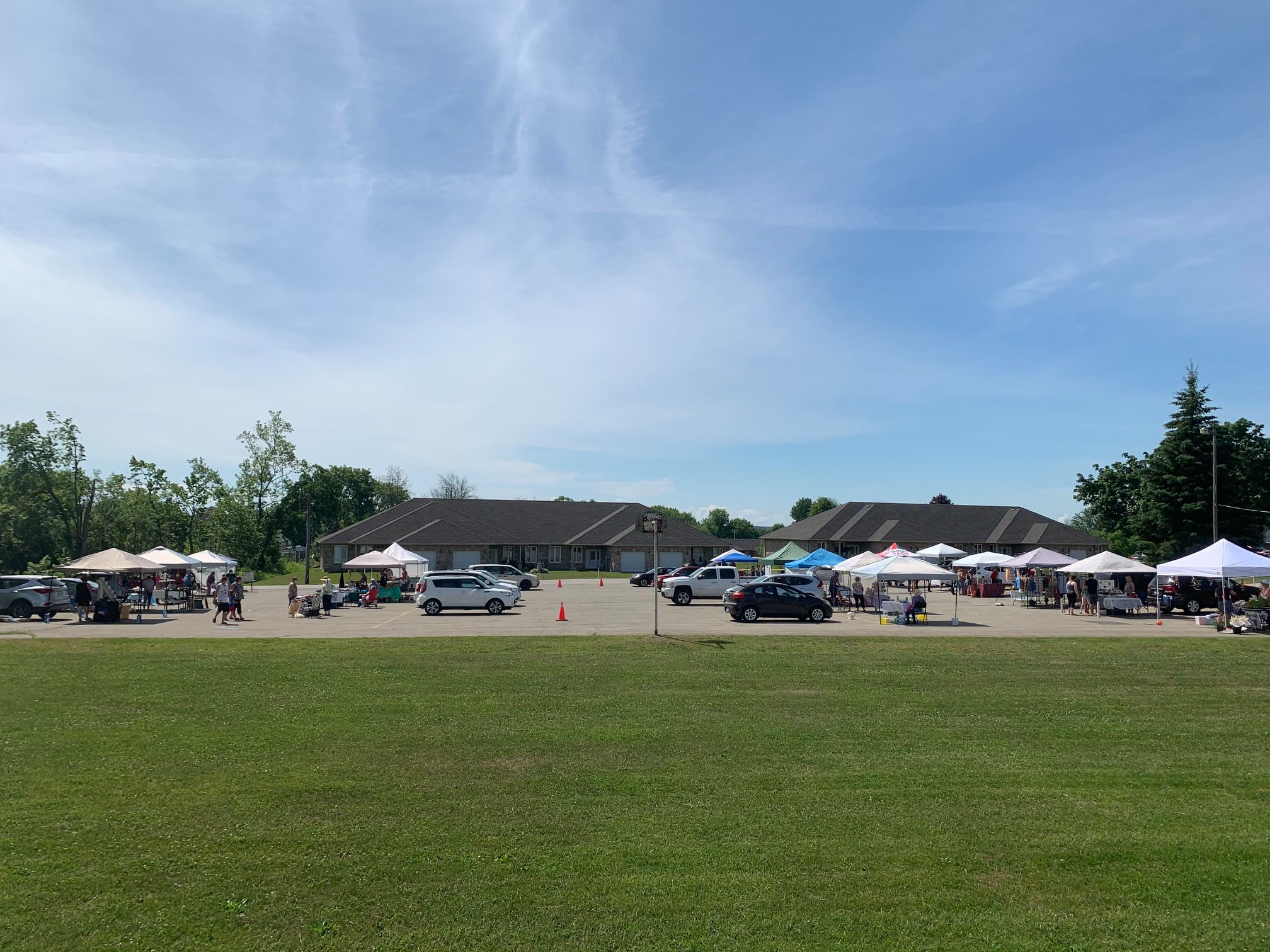 tents set up at the farmer's & craft market June 12, 2021