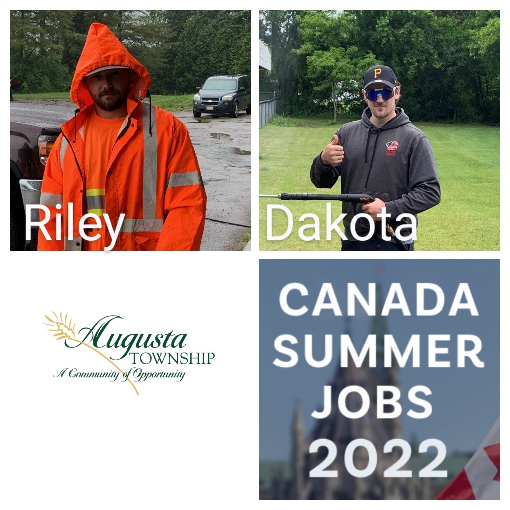 Riley, Dakota, the township logo and the Canada Summer Jobs logo