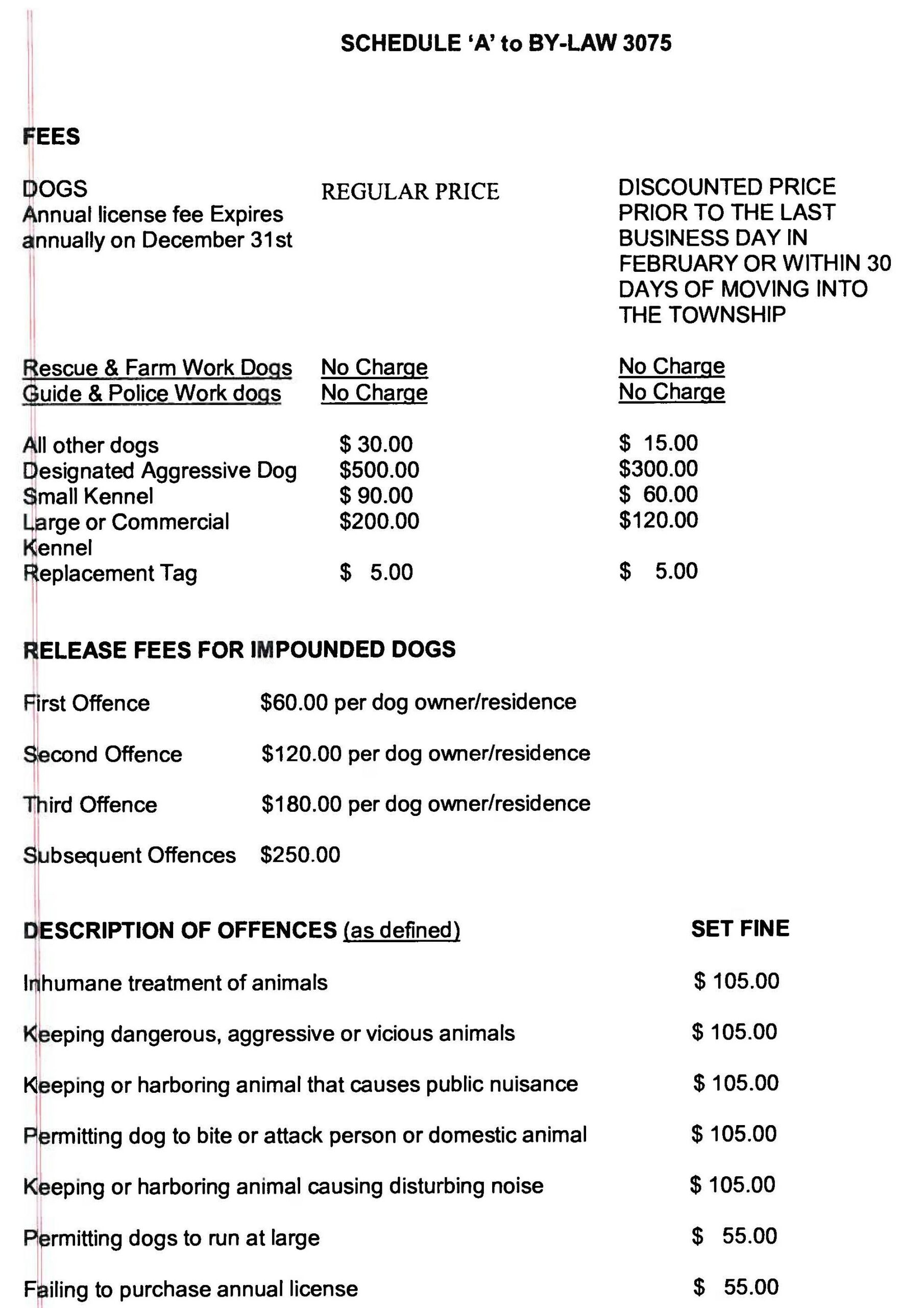 3075-2013 Canine Control Law Fees