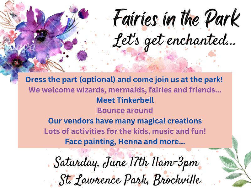 fairies in the park (June 17, 11-3) poster