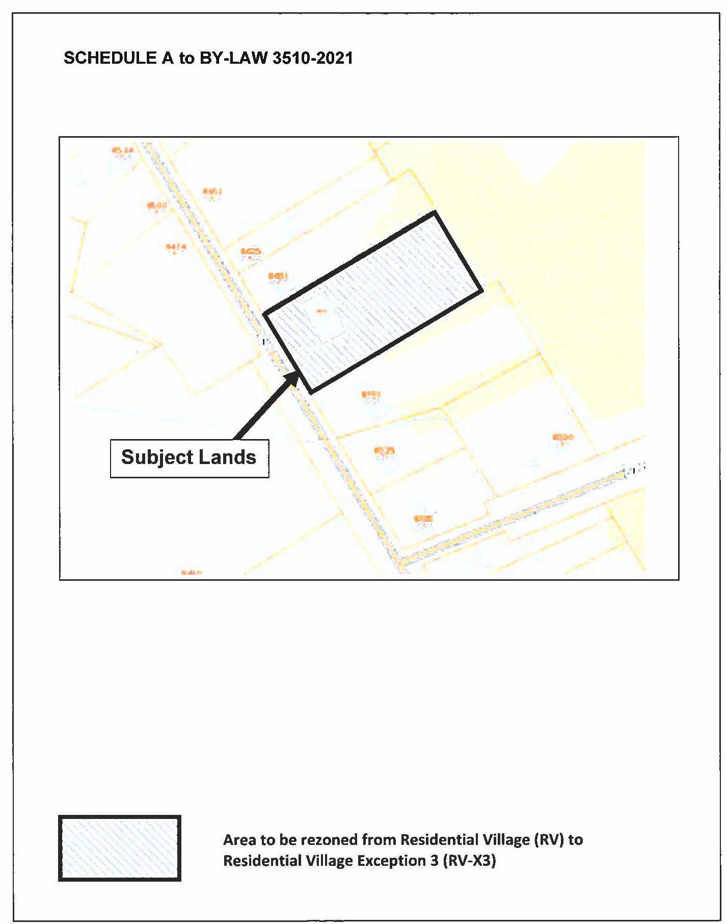 Map showing the subject lands to be rezoned at 8575 County Road 15, North Augusta