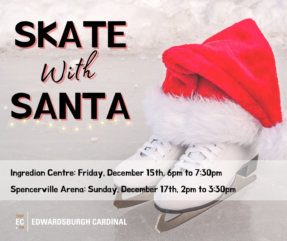 skates with santa hat on top of them