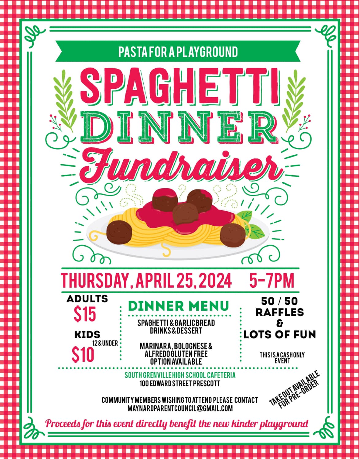 spaghetti dinner fundraiser poster
