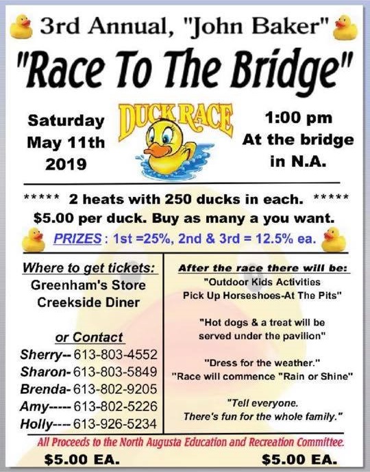 Duck Race - 3rd Annual John Baker "Race to the Bridge" @ Bridge in North Augusta | Ontario | Canada