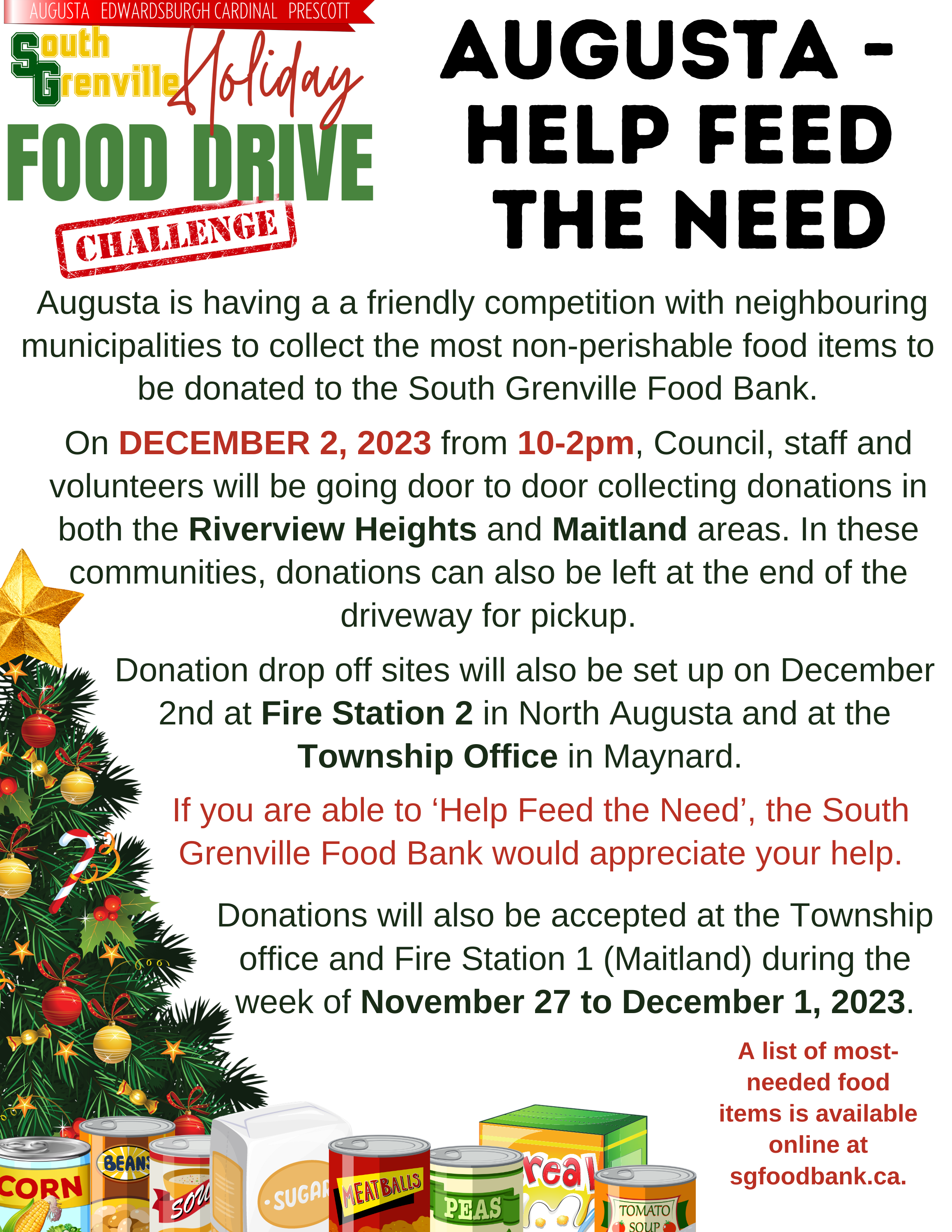 SG Holiday Food Drive Challenge Collection Day @ Various - see poster
