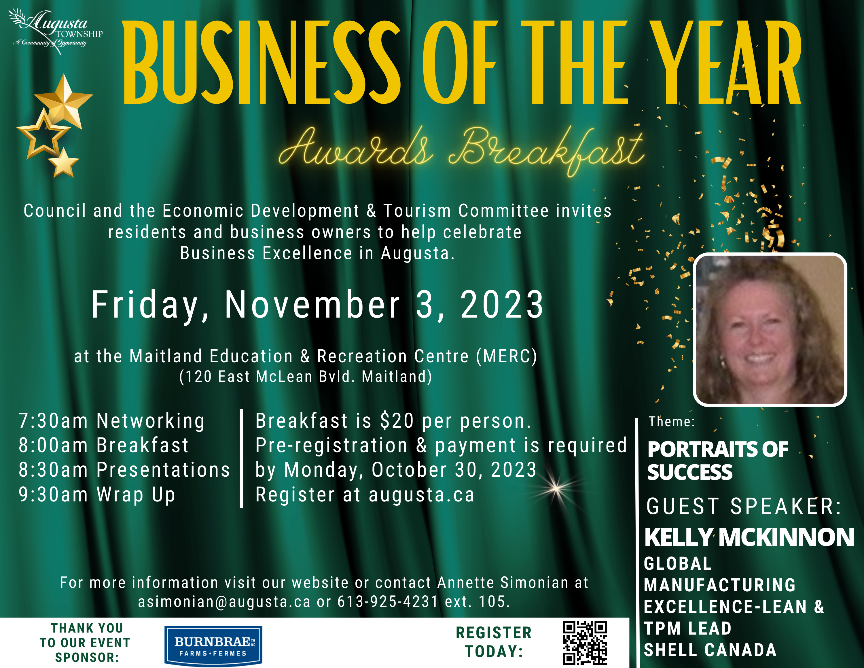 poster advertising the business of the year breakfast