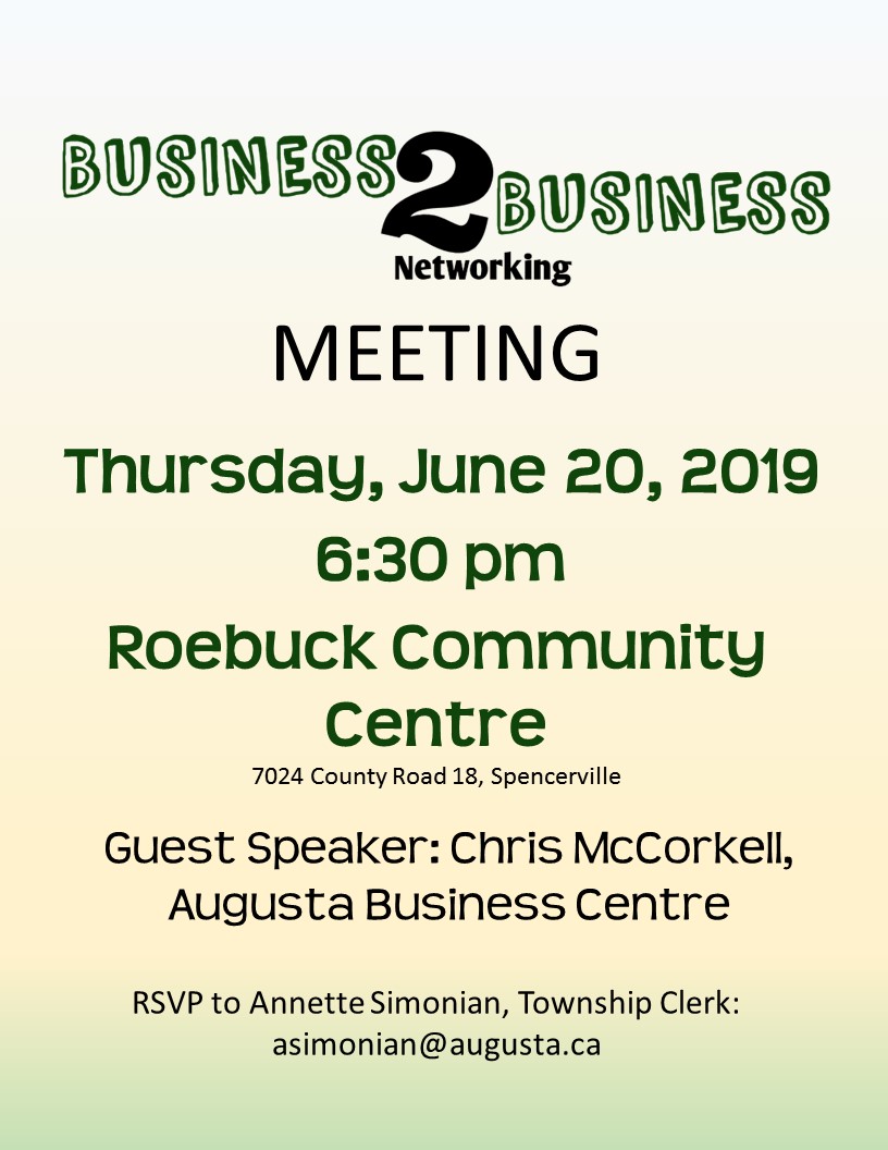 CANCELLED - Business 2 Business Networking Meeting @ Roebuck Community Centre | Spencerville | Ontario | Canada
