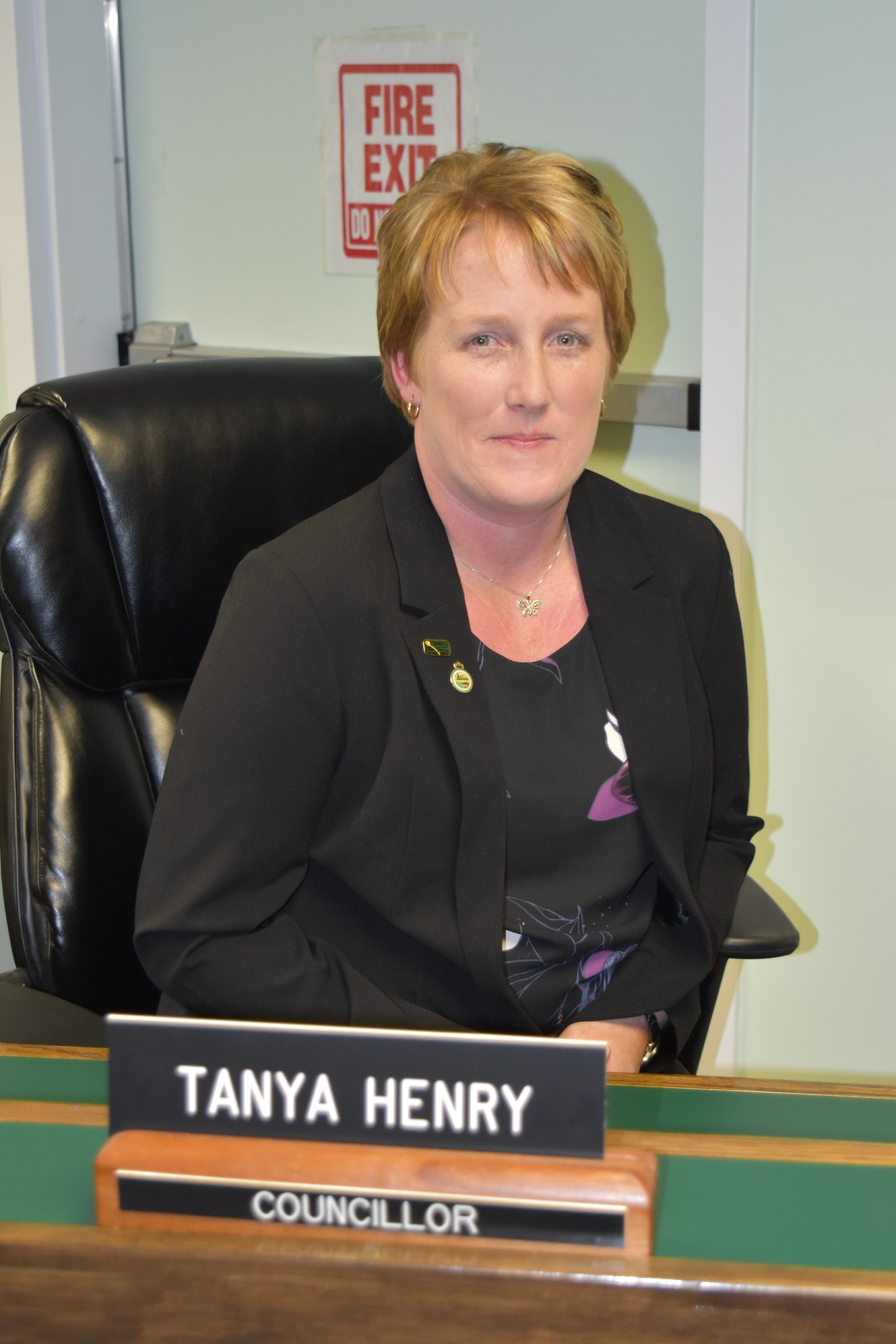 Tanya Henry sitting in her spot in the council chambers