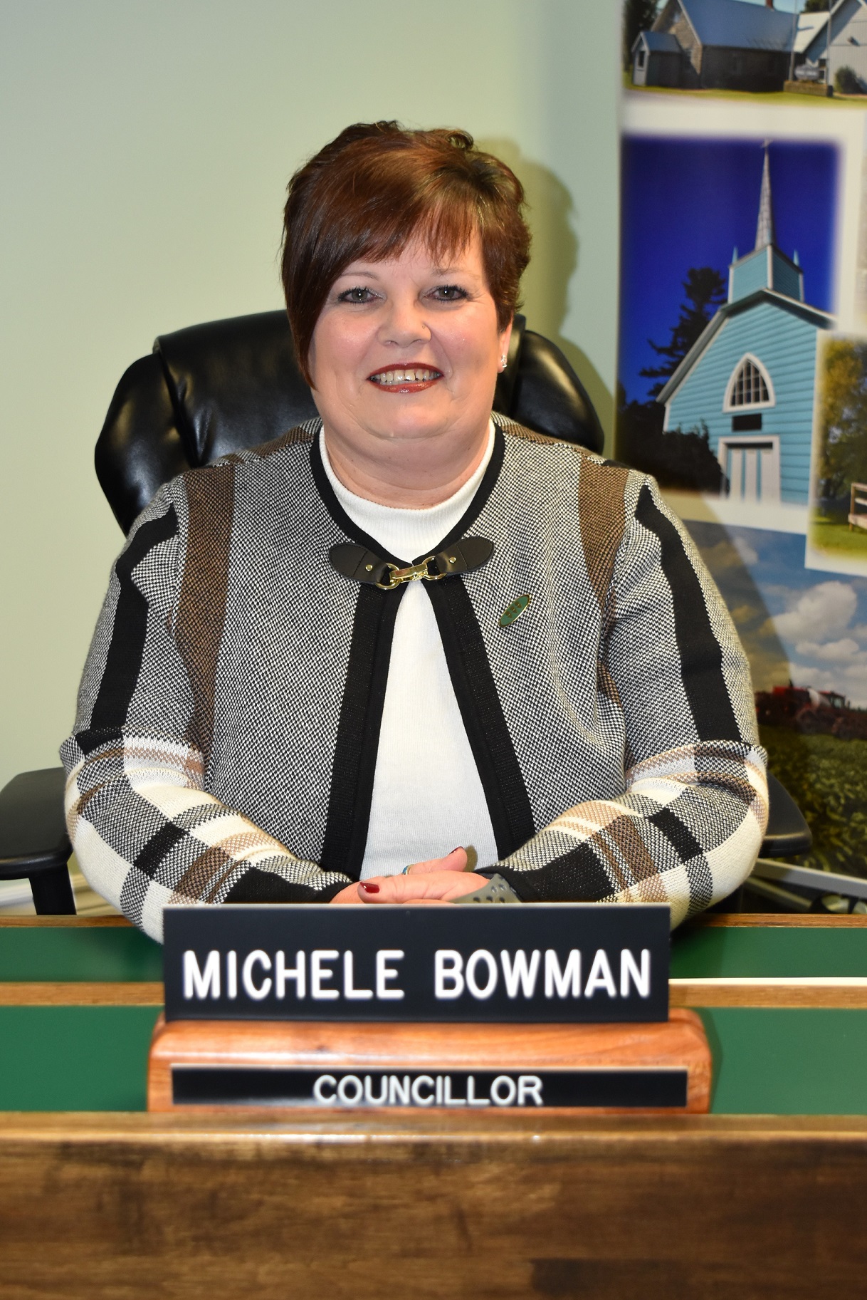 Michele Bowman in her seat at in the council chambers