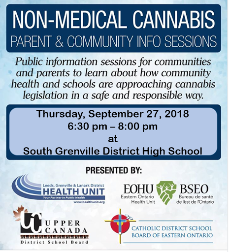 Non-Medical Cannabis Parent & Community Info Session @ South Grenville District High School | Prescott | Ontario | Canada