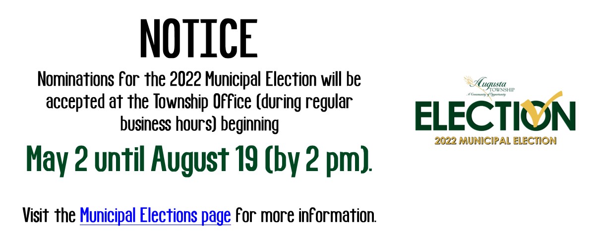 notice - election nominations being accepted from May 2 - August 19 by 2pm
