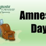 has picture of worn out mattress and chair and says Amnesty Day