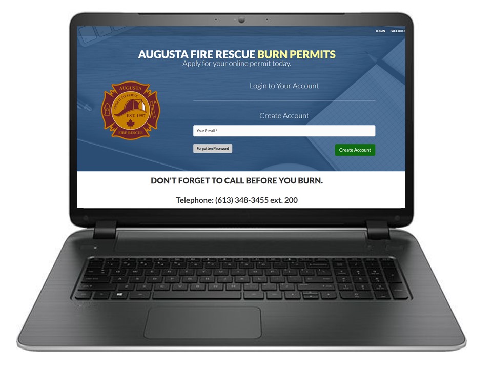 laptop showing the burn permit website