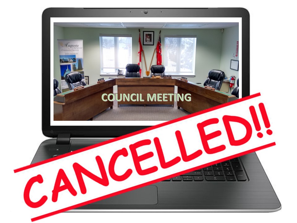 council meeting logo with cancelled stamp across it