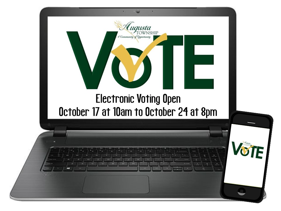 laptop and cell phone with vote logo on the screen