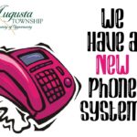 we have a new phone system, picture of phone and township logo