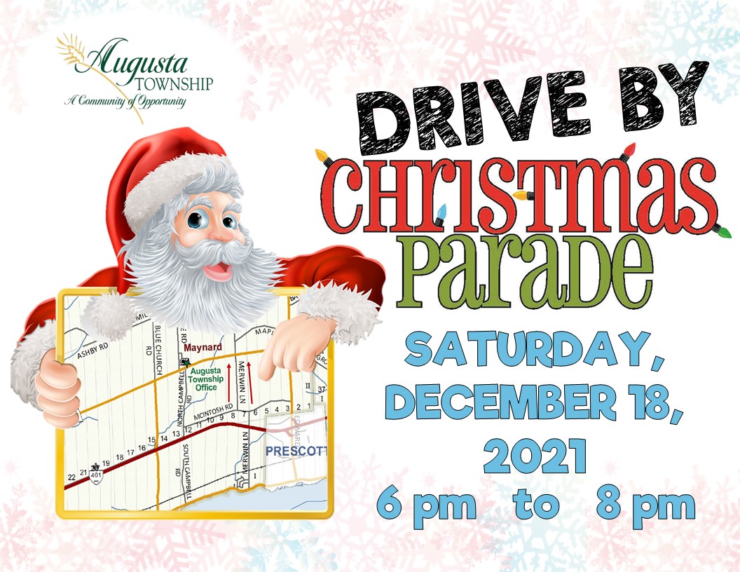 drive by christmas parade saturday, december 18, 2021 from 6-8pm poster