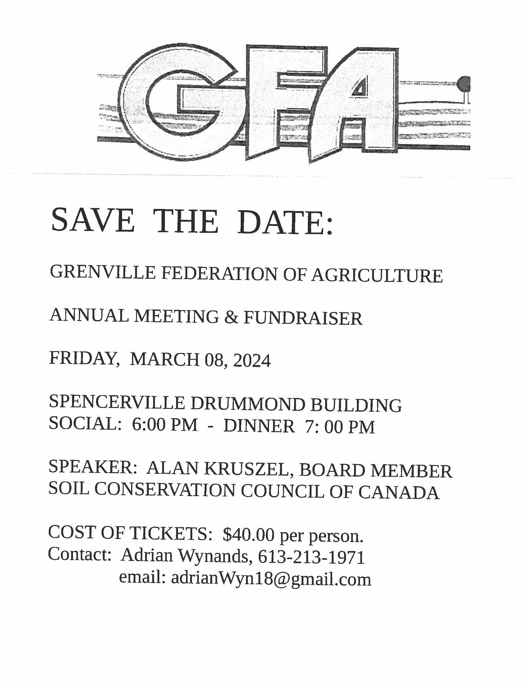 grenv
 ille federation of agriculture annual meeting and banquet poster