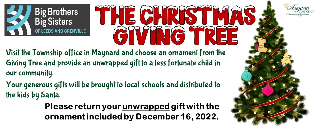 the christmas giving tree, pick up an ornament, buy a gift, drop it off by Dec 16