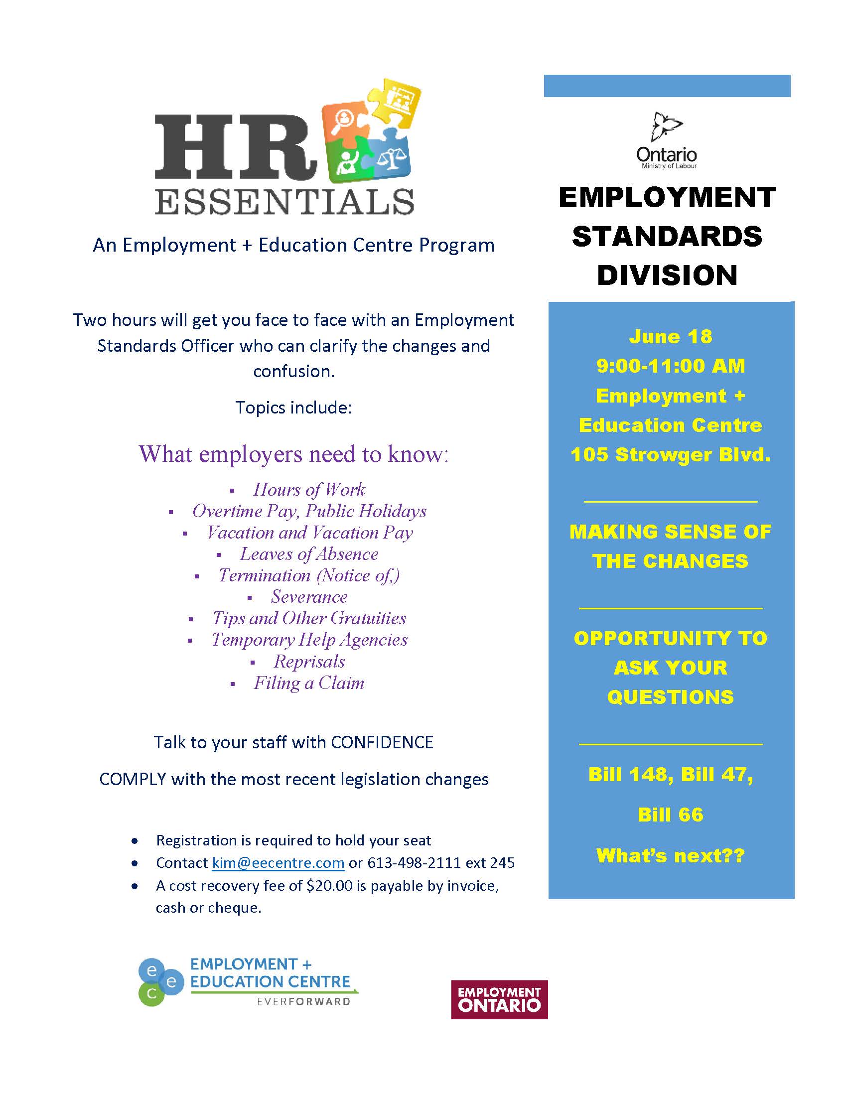 HR Essentials @ Employment & Education Centre | Brockville | Ontario | Canada