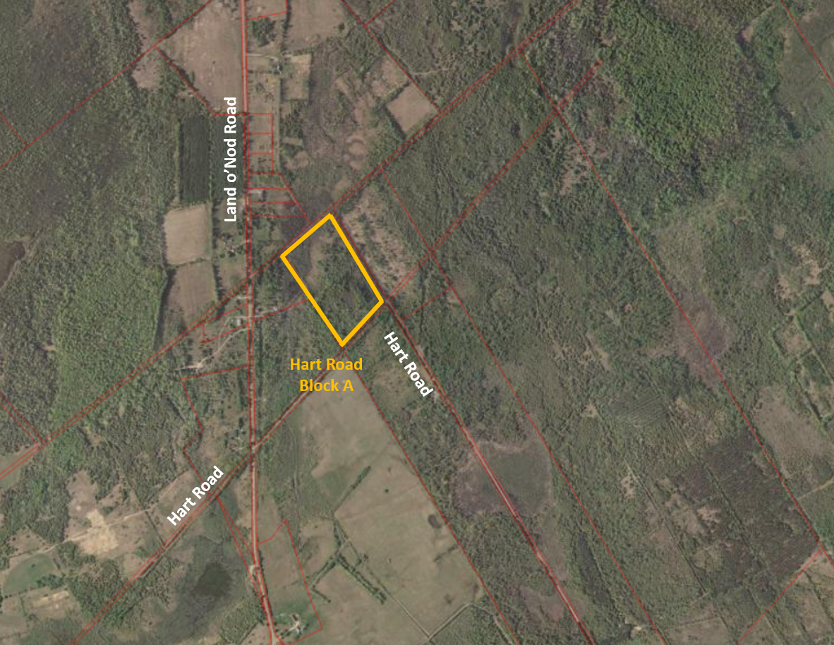 overhead map view of the hart road block A property