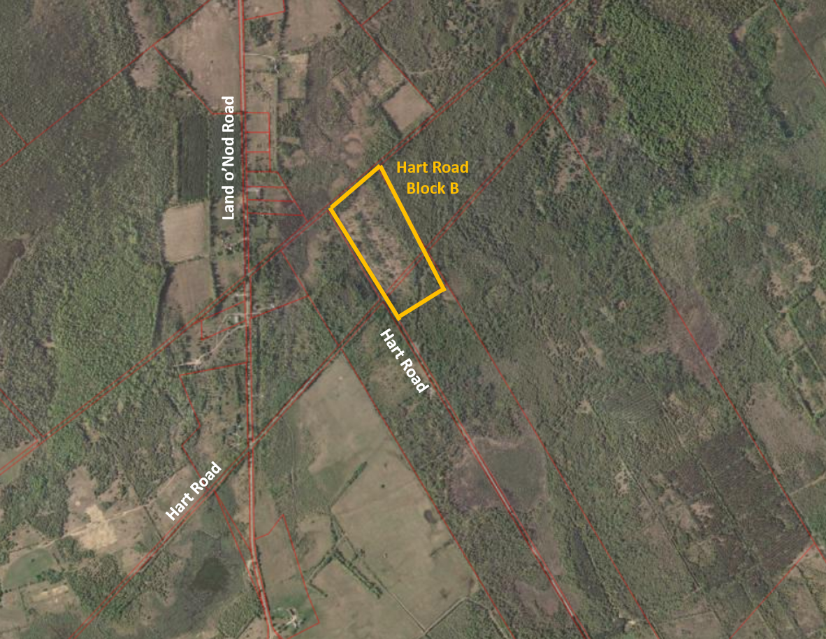 overhead view map of the hart road block B property