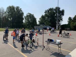 kids, parents, OPP officers and staff at the safe cycling event