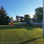 new flagpole about to be temporarily raised to test it