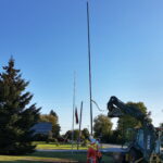 new flagpole raised temporarily as a test