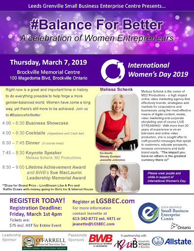 #Balance For Better - A Celebration of Women Entrepreneurs @ Brockville Memorial Centre | Brockville | Ontario | Canada