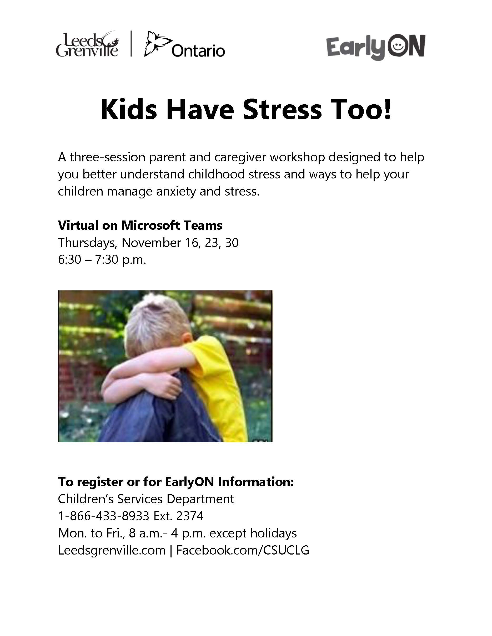 Kids Have Stress Too Workshops @ Virtual - Microsoft Teams