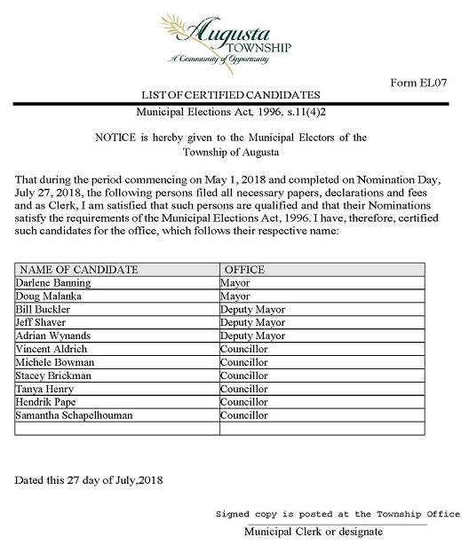 list of certified candidates for the 2018 election by office