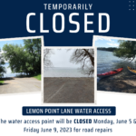 temporary closure of lemon point lane water access point on june 5 & 9th, 2023