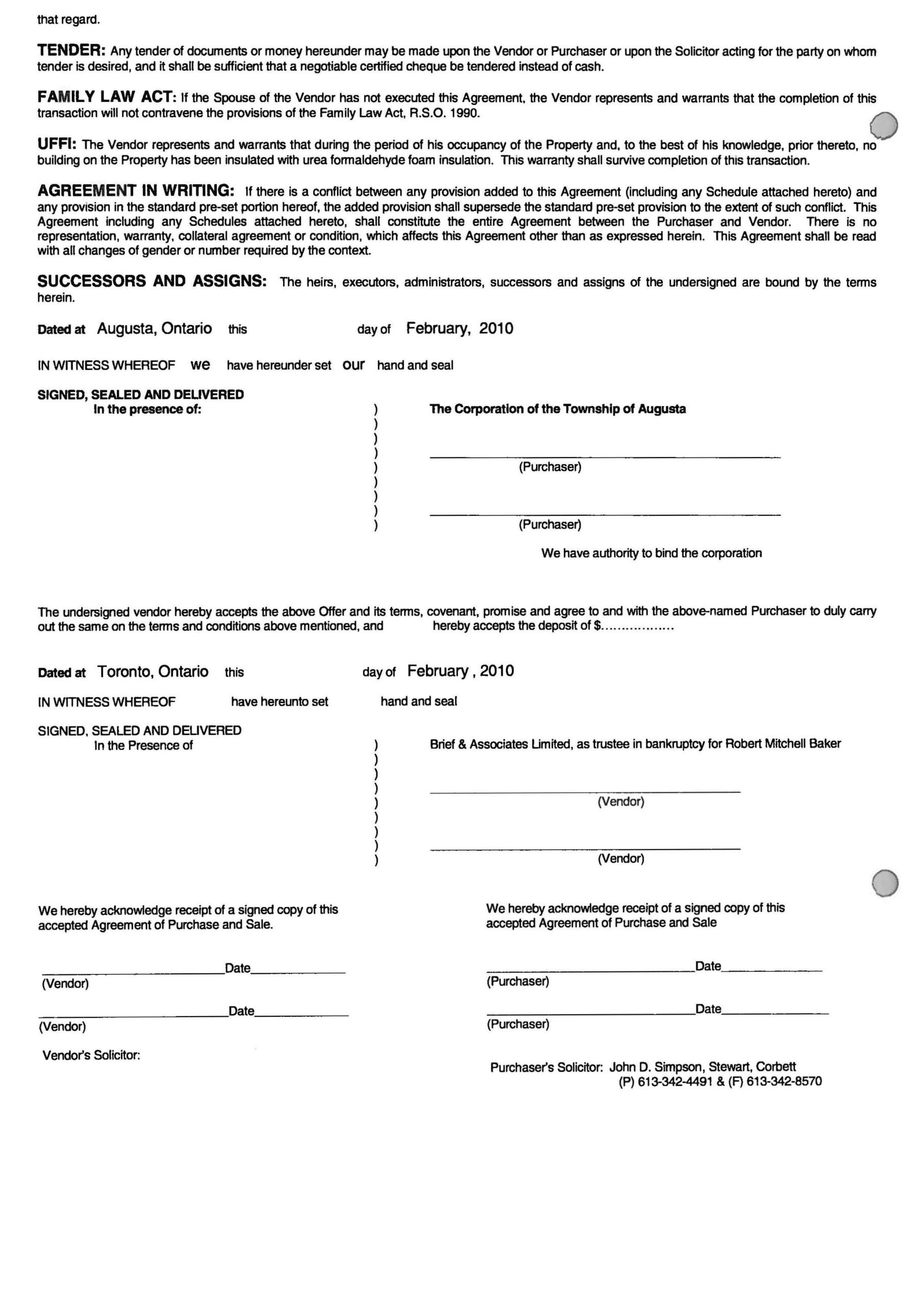 Agreement of purchase and sale, page 02
