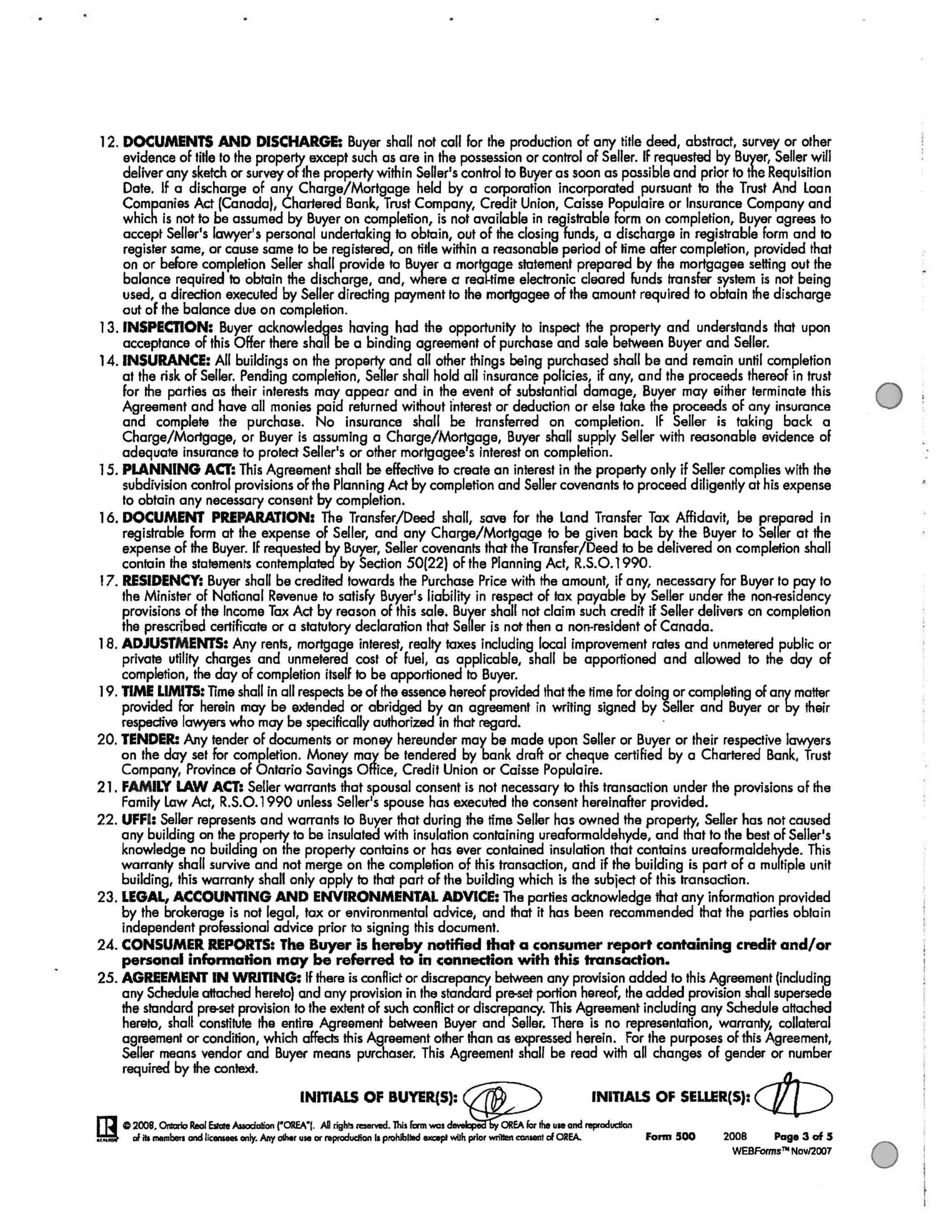 Agreement of Purchase and Sale document page 06