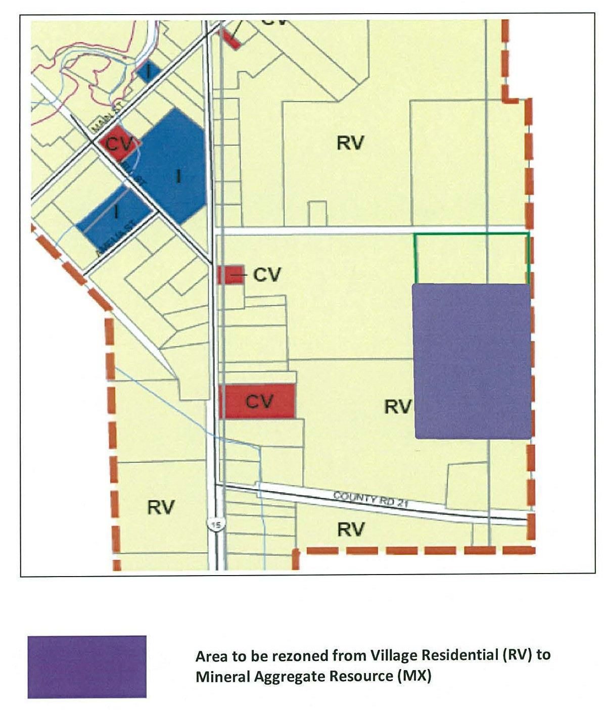 map of the area to be rezoned