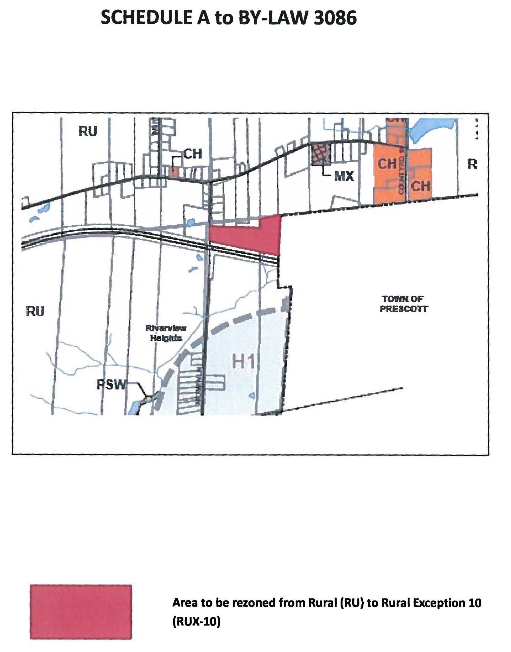 map showing the property to be rezoned