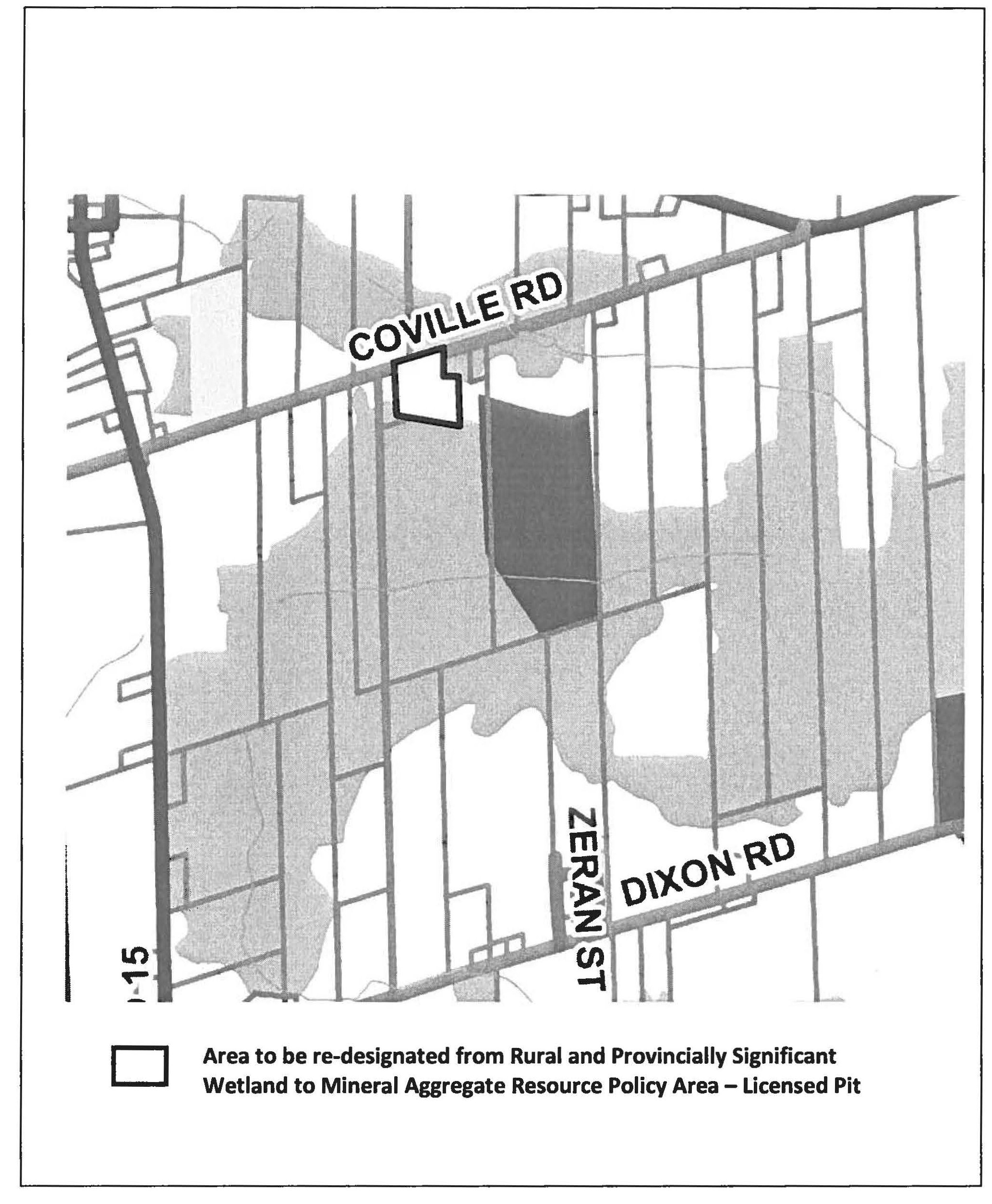 map showing pit on Coville Road