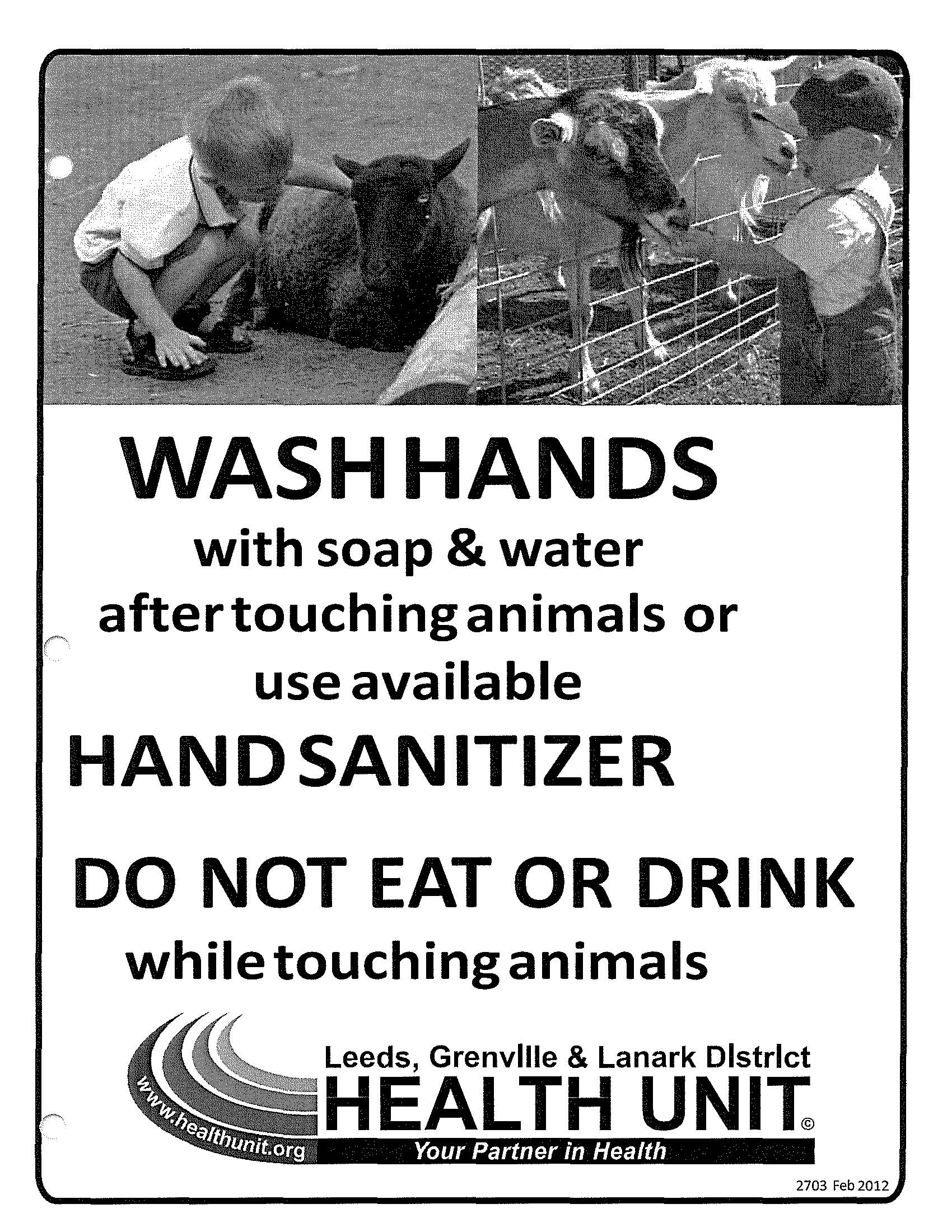 Health Unit Poster reminding people to wash their hands