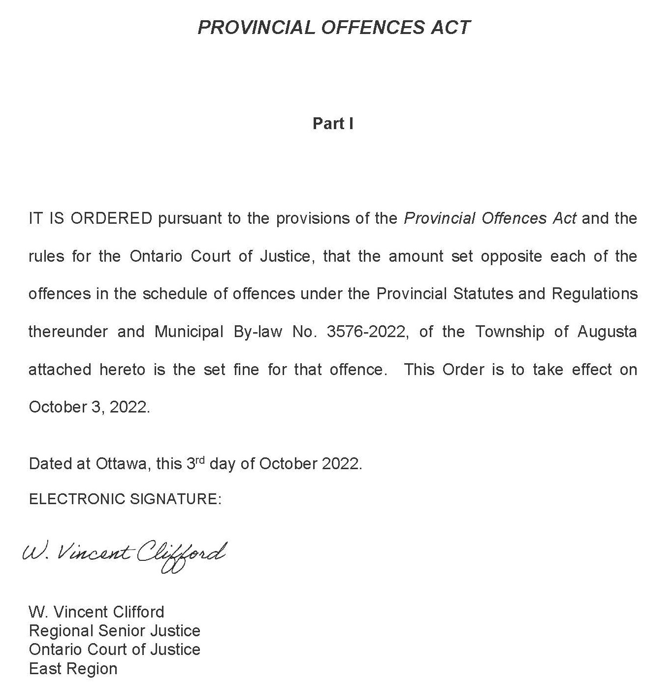 Provincial Offences Act letter