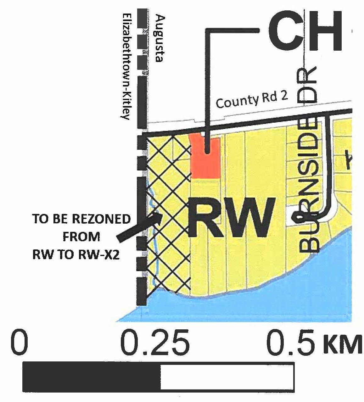 map showing the property being rezoned