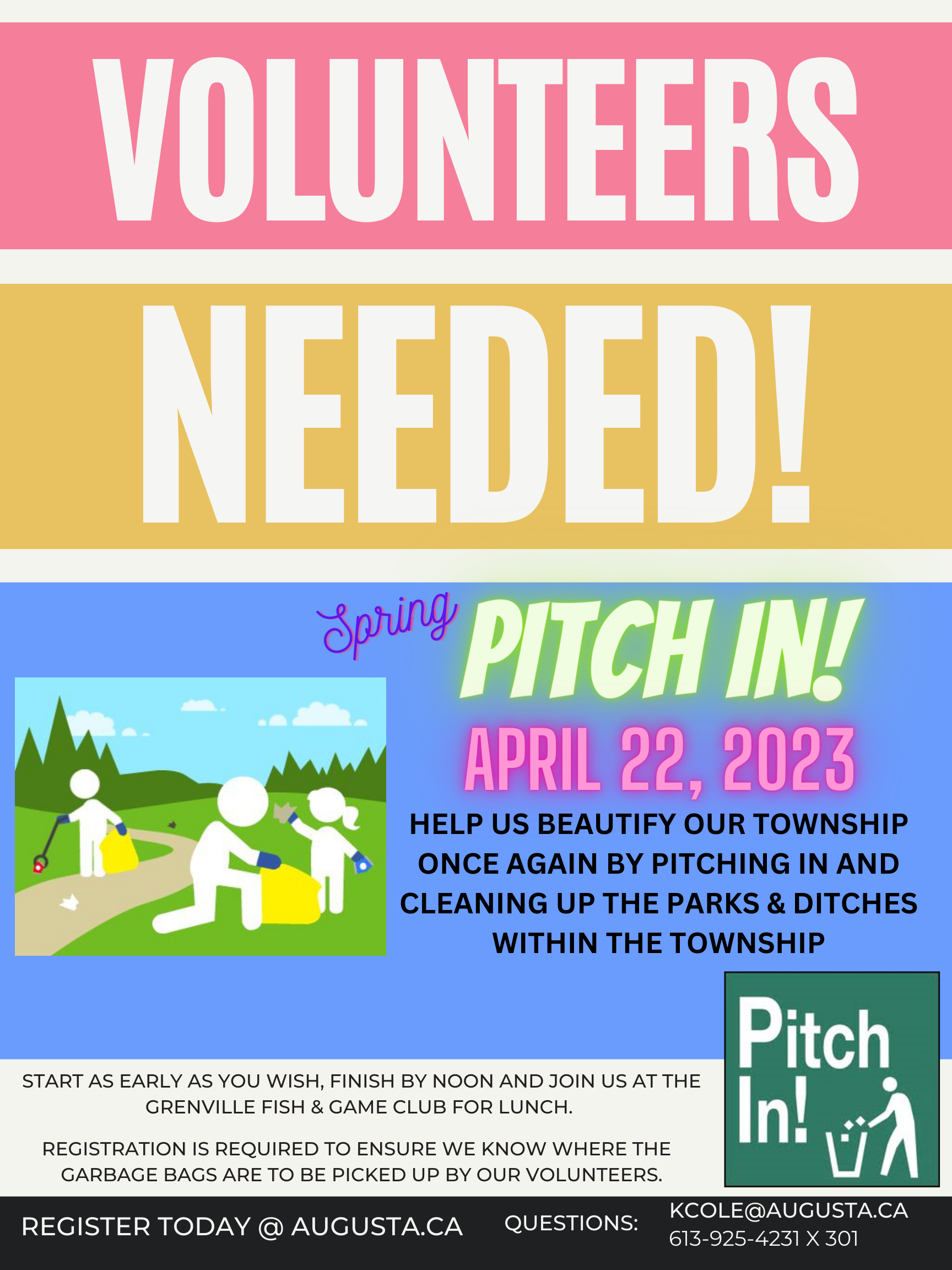 flyer stating that pitch in day is April 22, 2023
