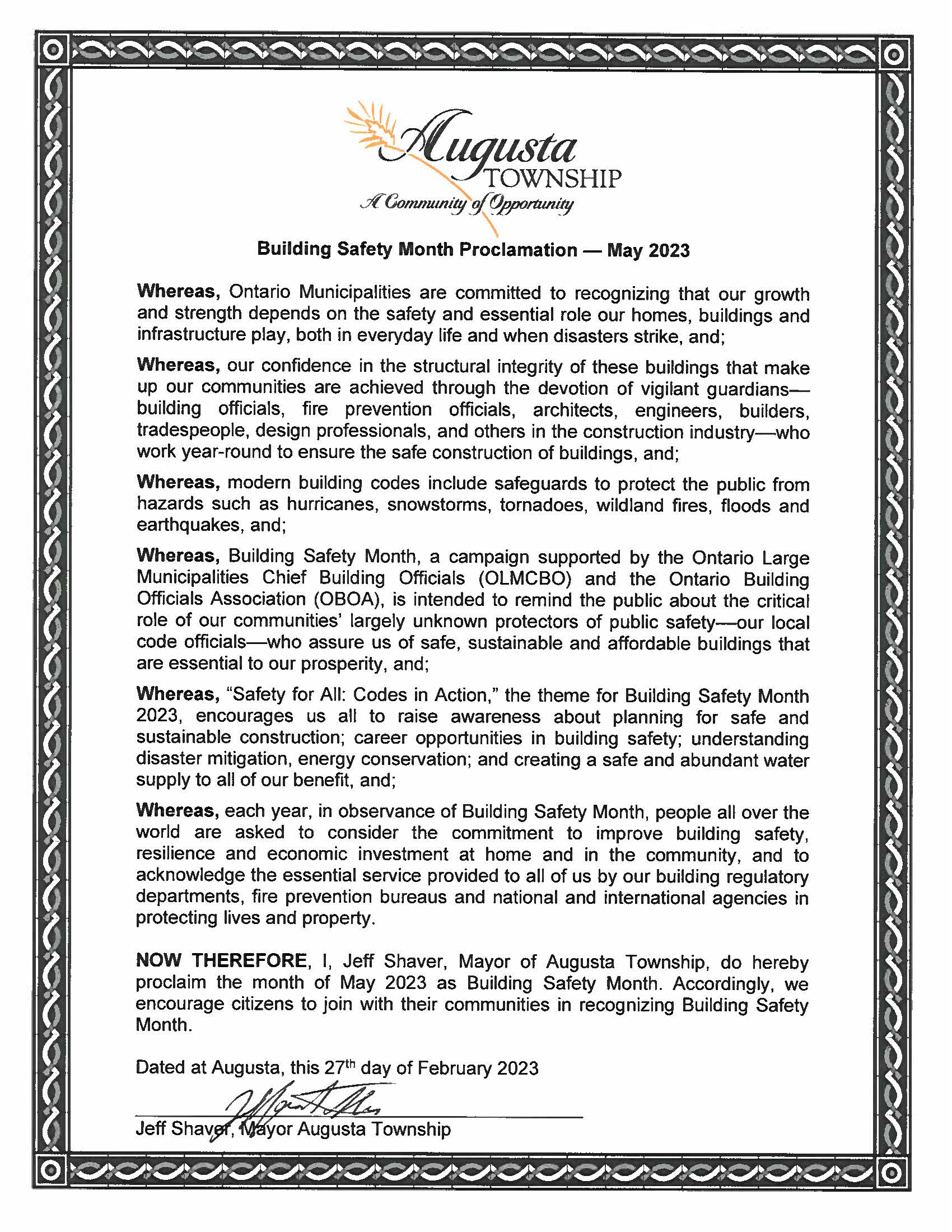 building safety month is may 2023 proclamation