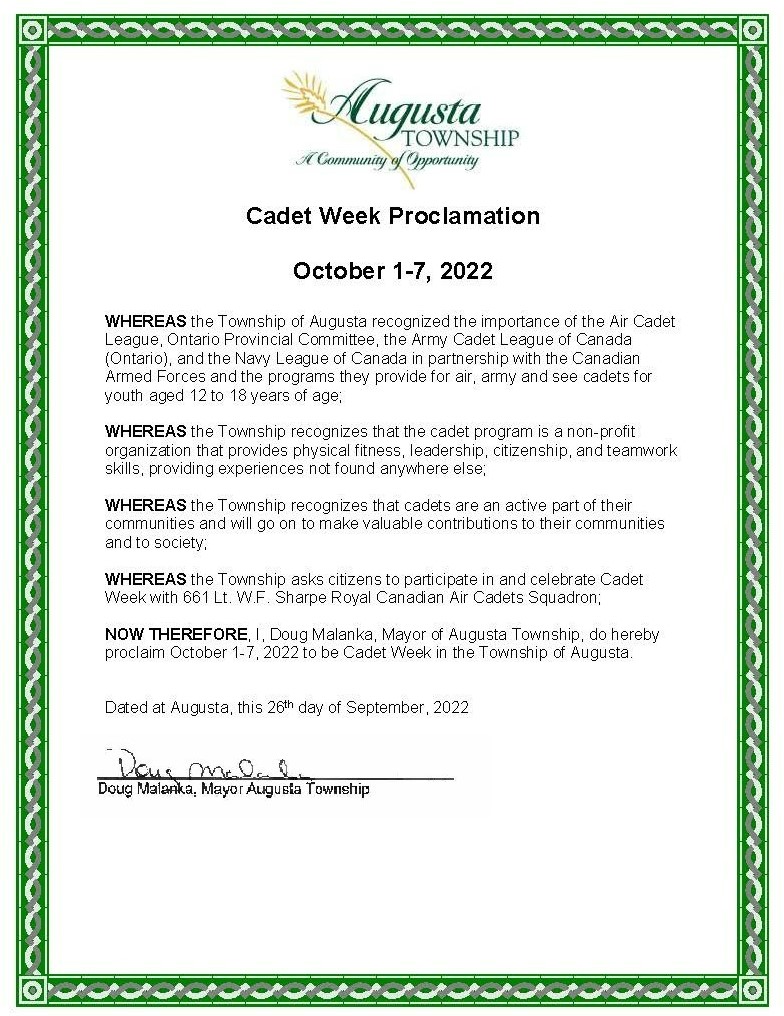 cadet week proclamation