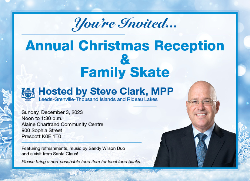 steve clark's annual christmas reception & family skate invitation