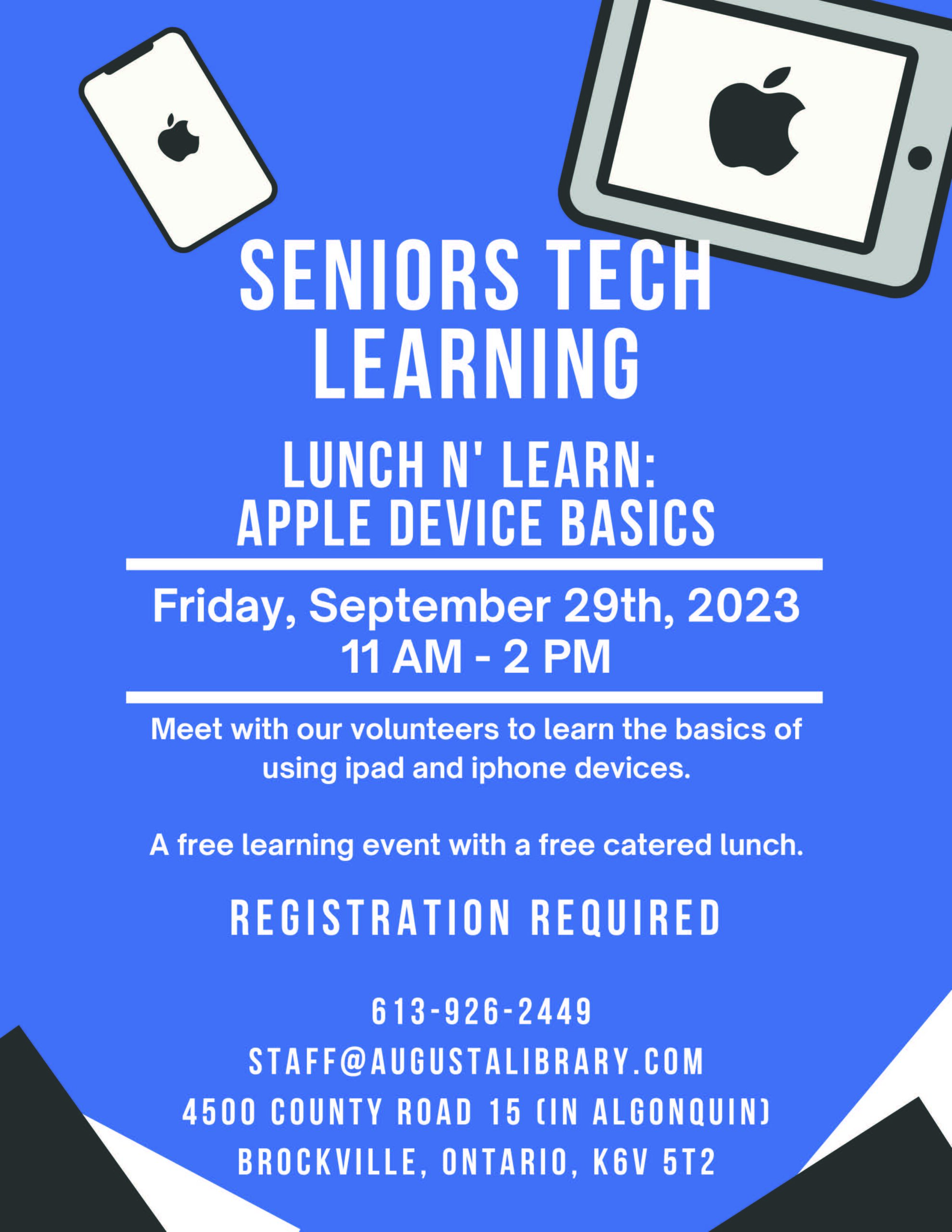 Seniors Tech Learning at the Library @ Augusta Public Library | Brockville | Ontario | Canada