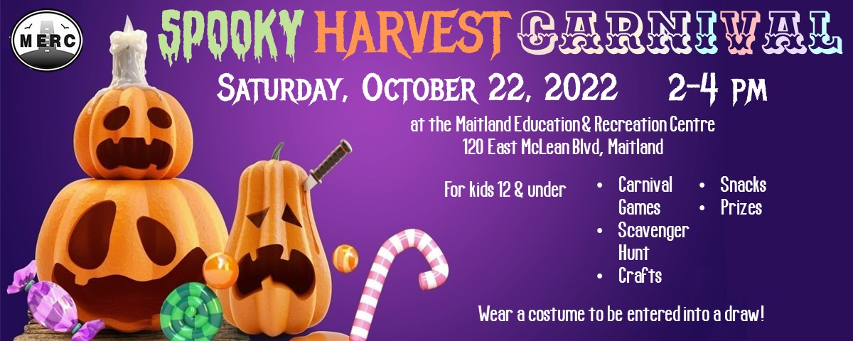 advertisement for spooky harvest carnival on Saturday, October 22, 2022