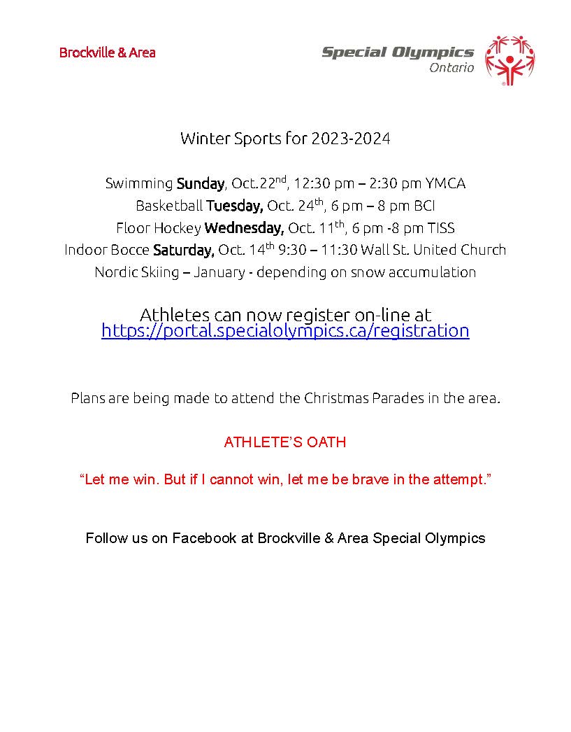special olympics winter sports flyer