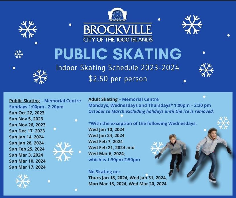 brockville's public skating poster